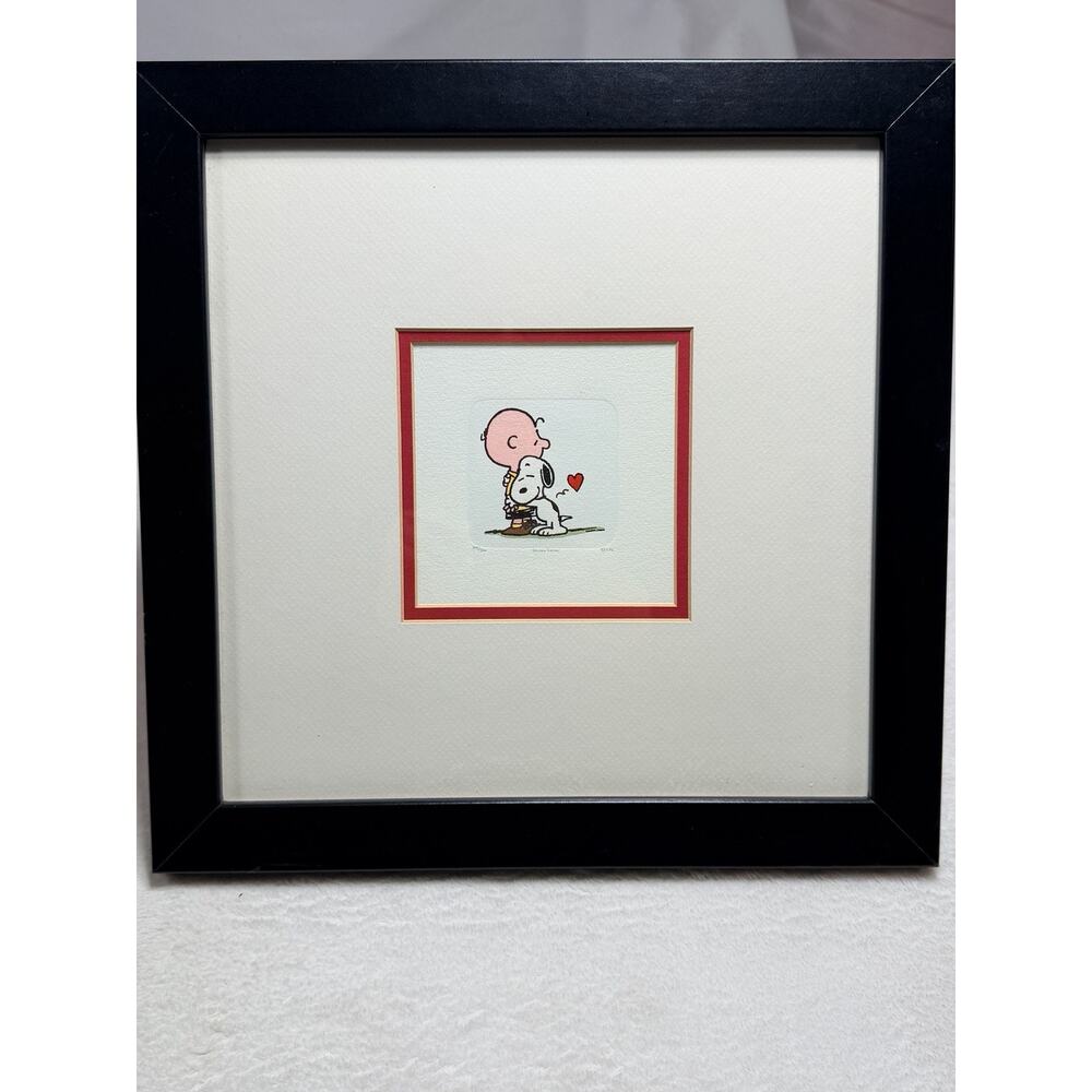 Sowat & Reiser Peanuts Snoopy Charlie Brown Hug Etching 305/500 Framed Art